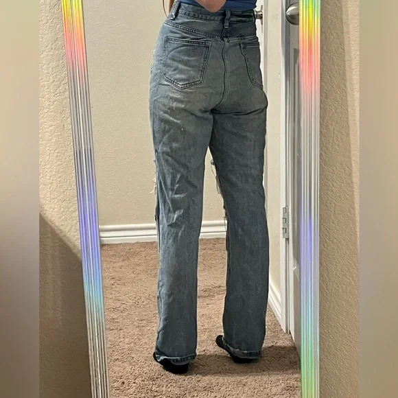 High Rise Ripped Jeans Size Small - Picture 2 of 5